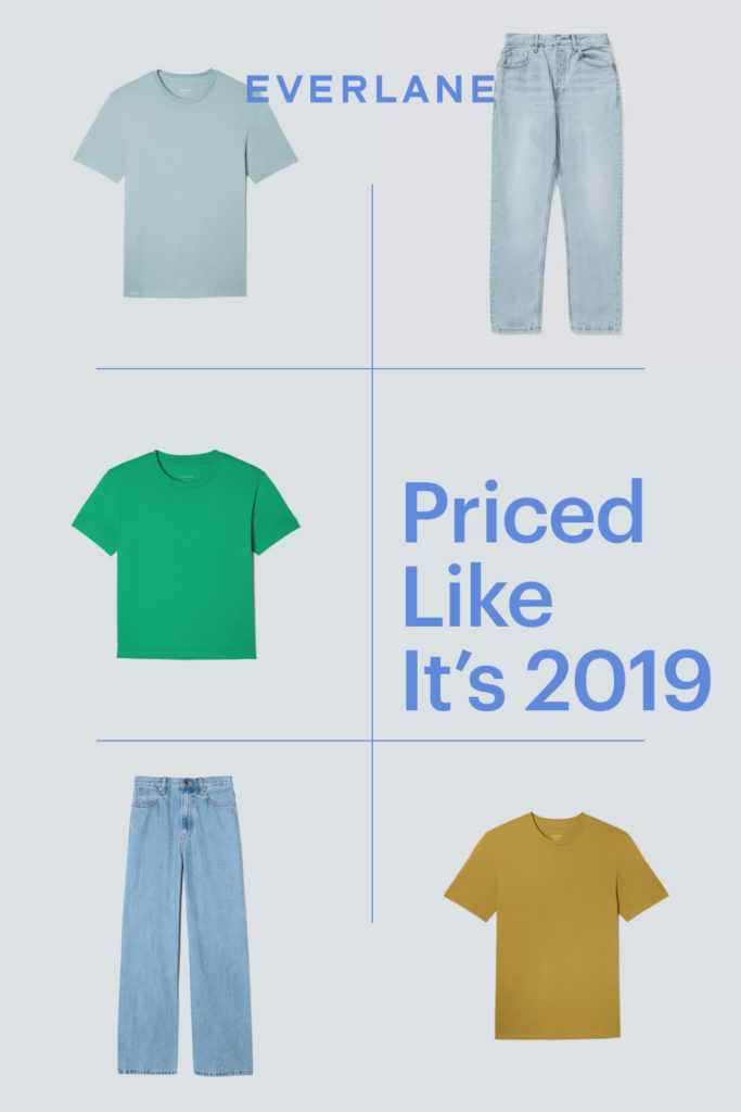 A clothing ad with the headline Priced Like It's 2019.