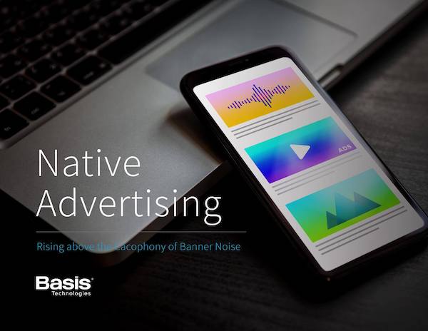 Native Advertising guide cover showing a smartphone