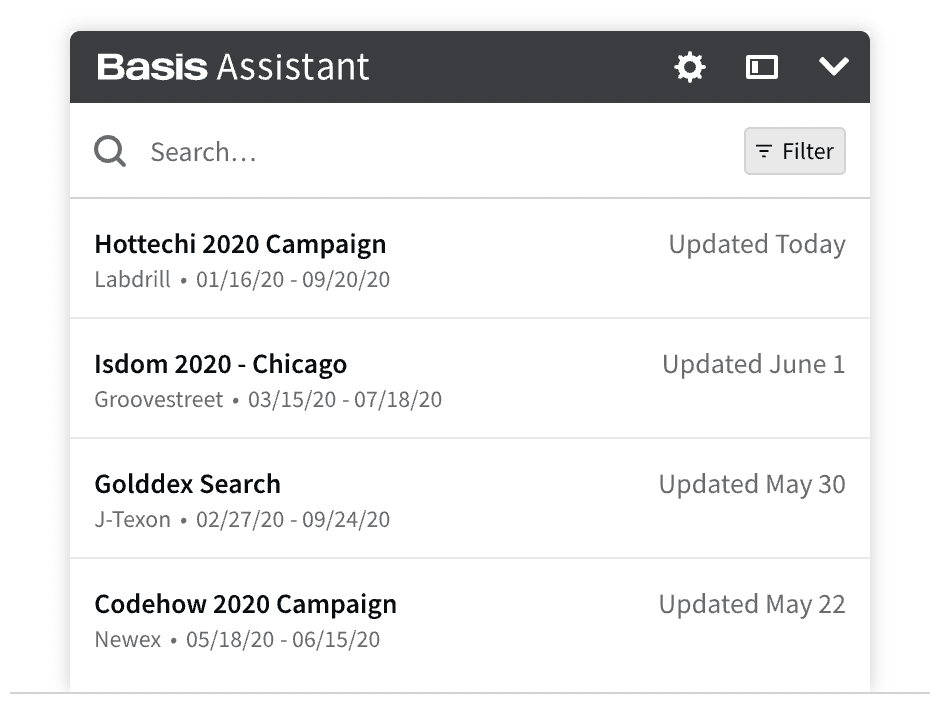 Basis Assistant interface