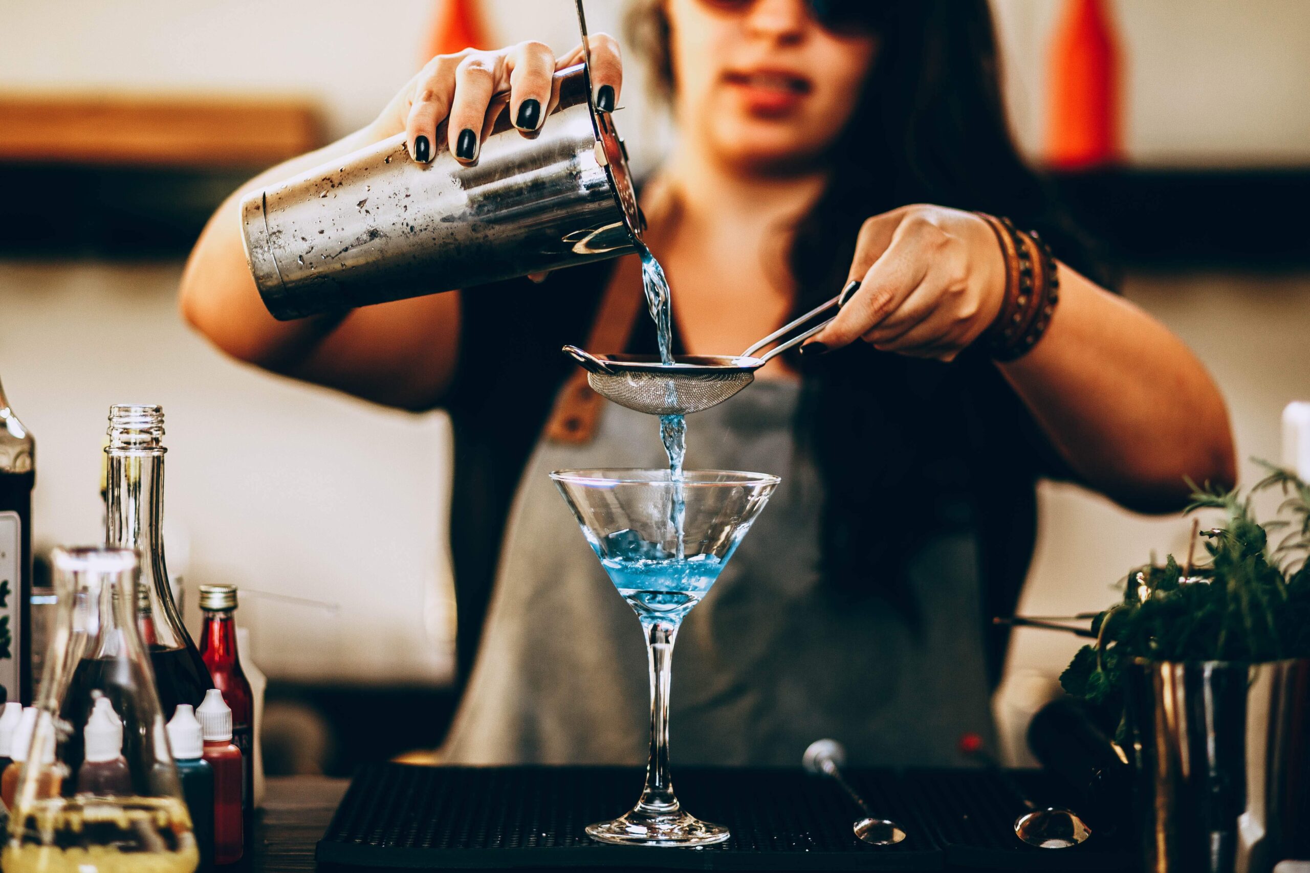 bartender making a vodka martini