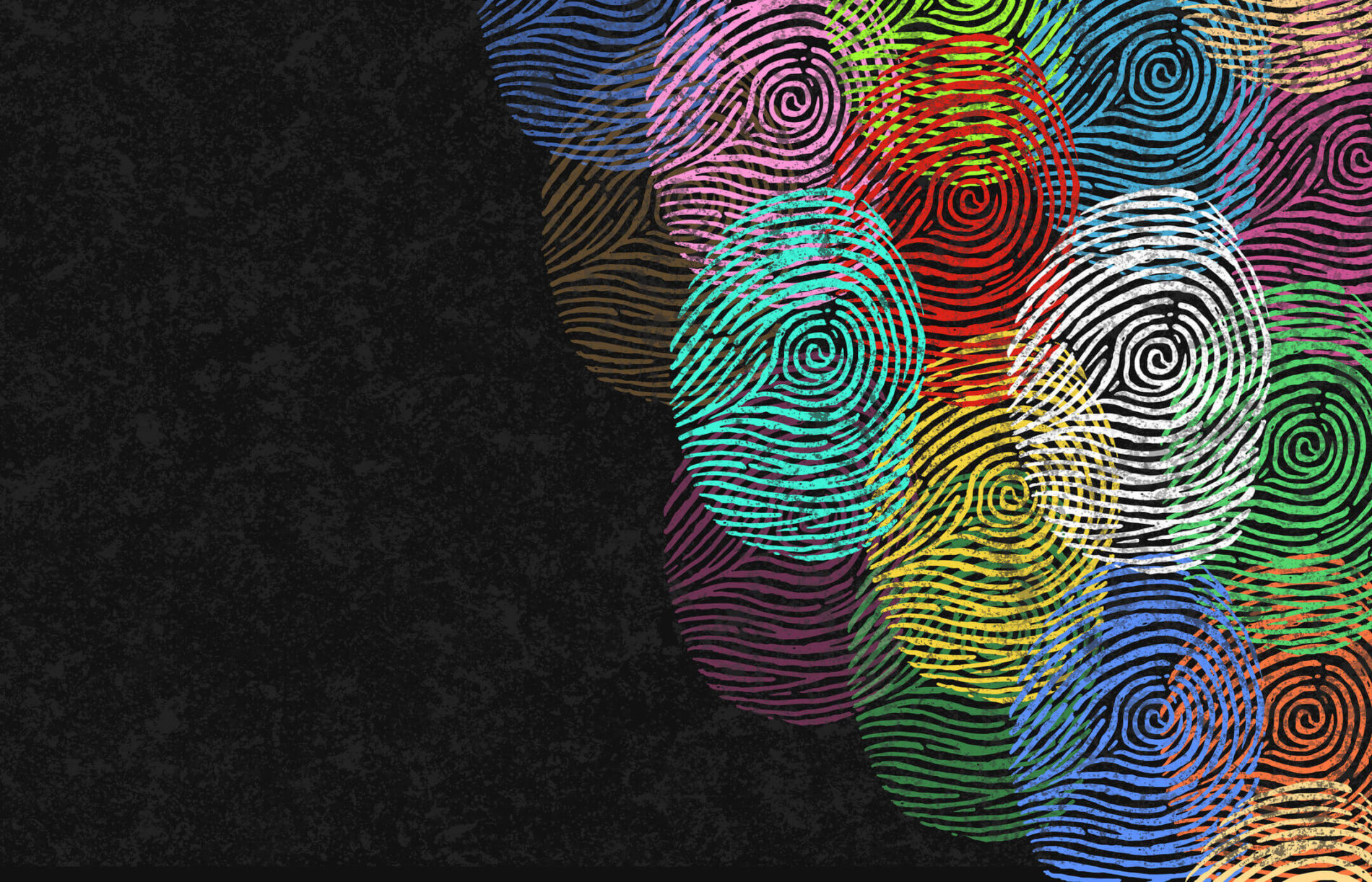 Pattern of fingerprints of different colors