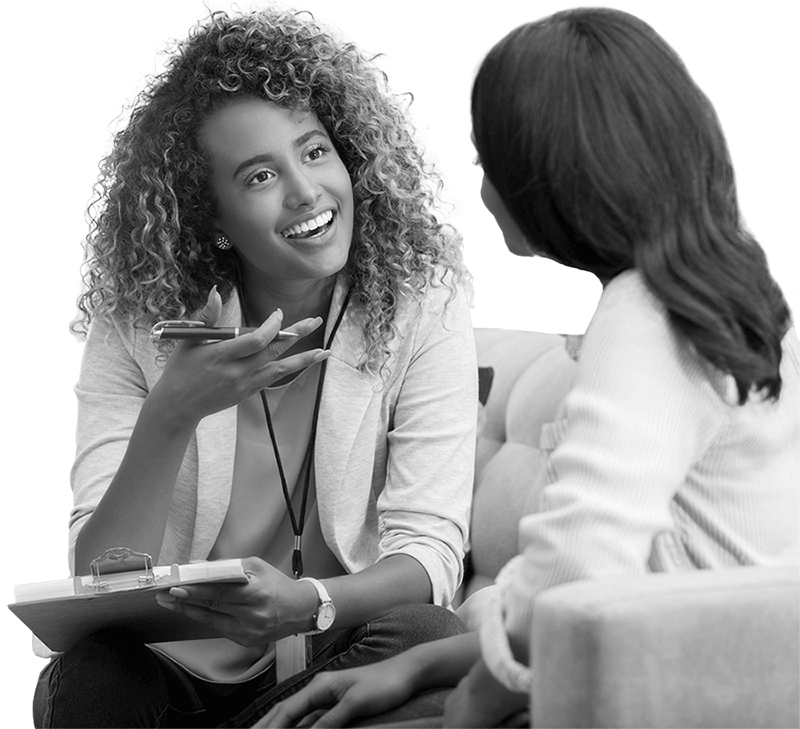 two women chatting