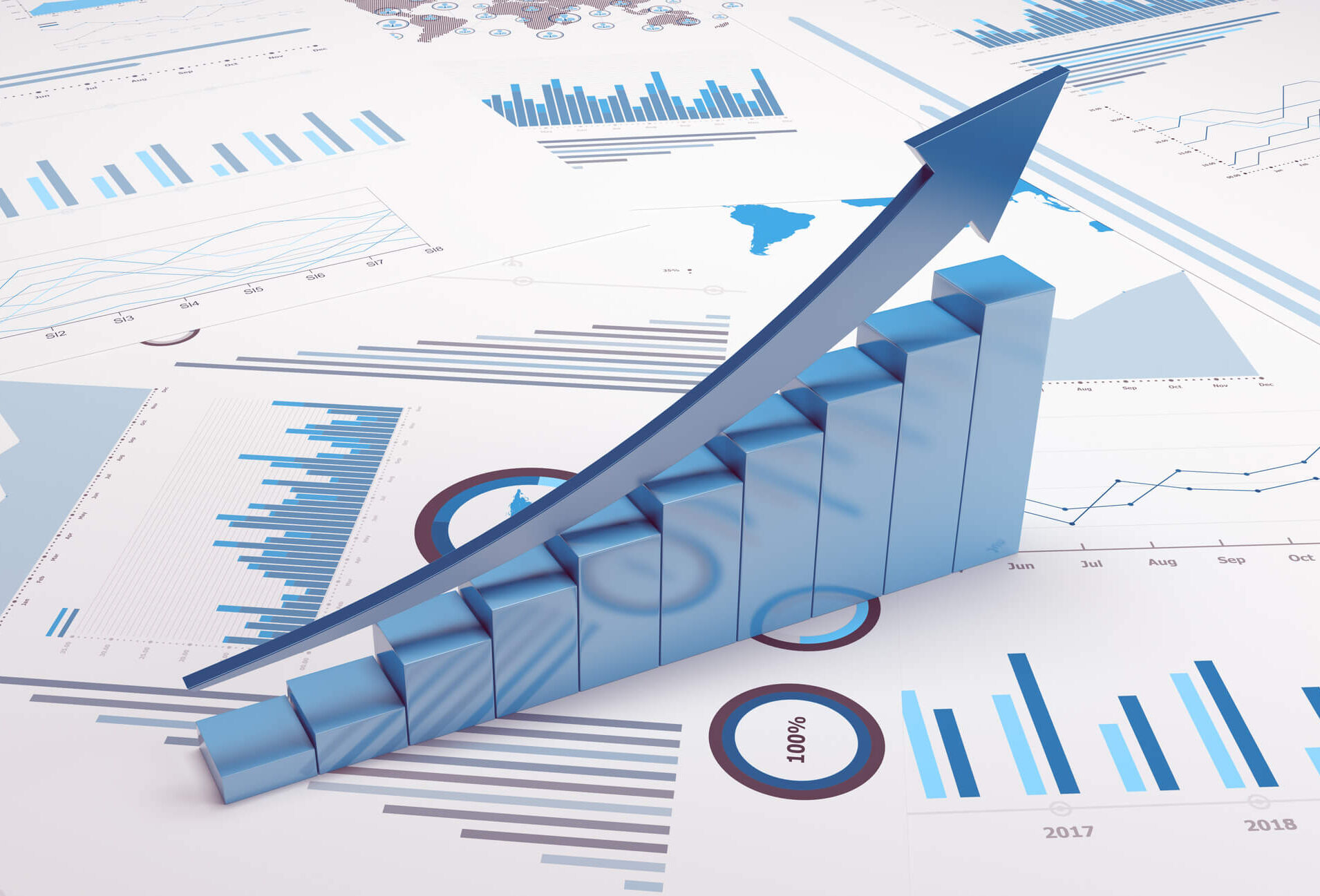Charts and graphs reflecting business growth