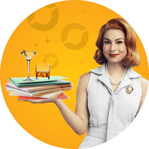 Eleanor holding drinks