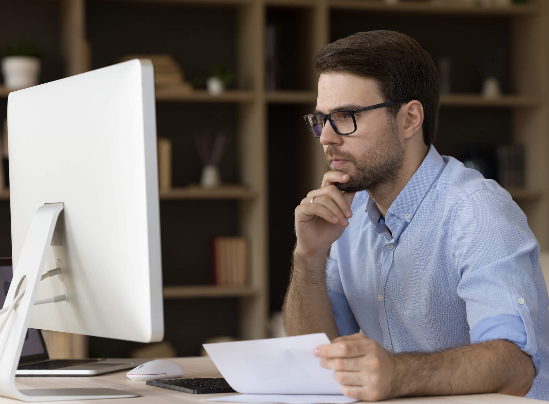 Business man working at computer